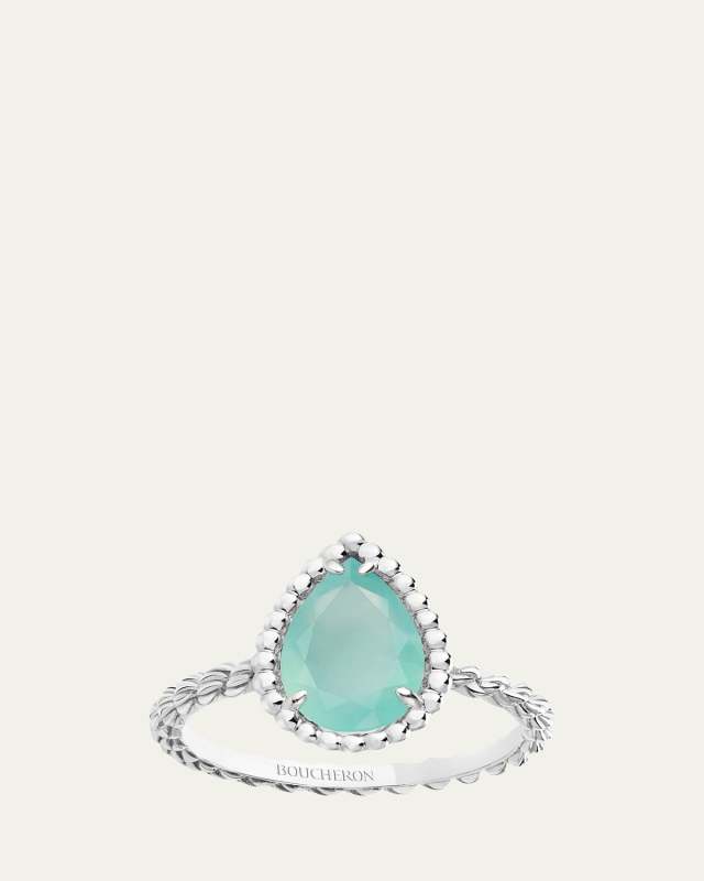 Serpent Boheme Small Aquaprase Ring, Size 53